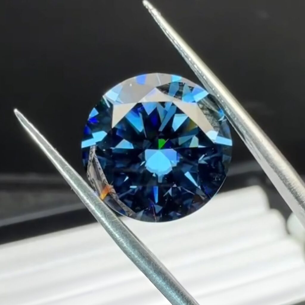 blue round moissanite