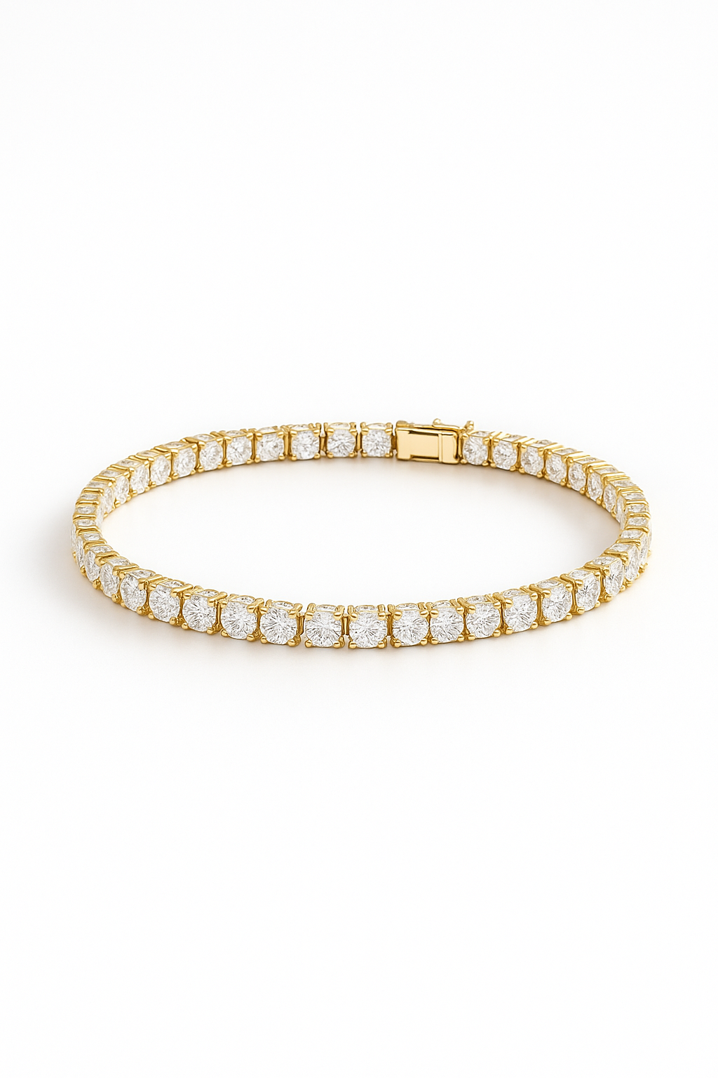 Tennis bracelet with calibrated stones